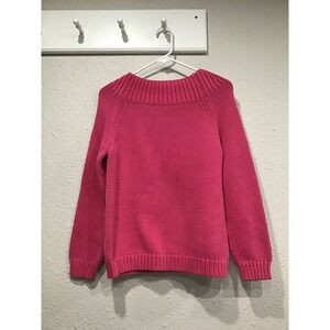 Lauren Ralph Lauren Pink Chunky Shaker Knit Fisherman Boat Neck Sweater M Cozy